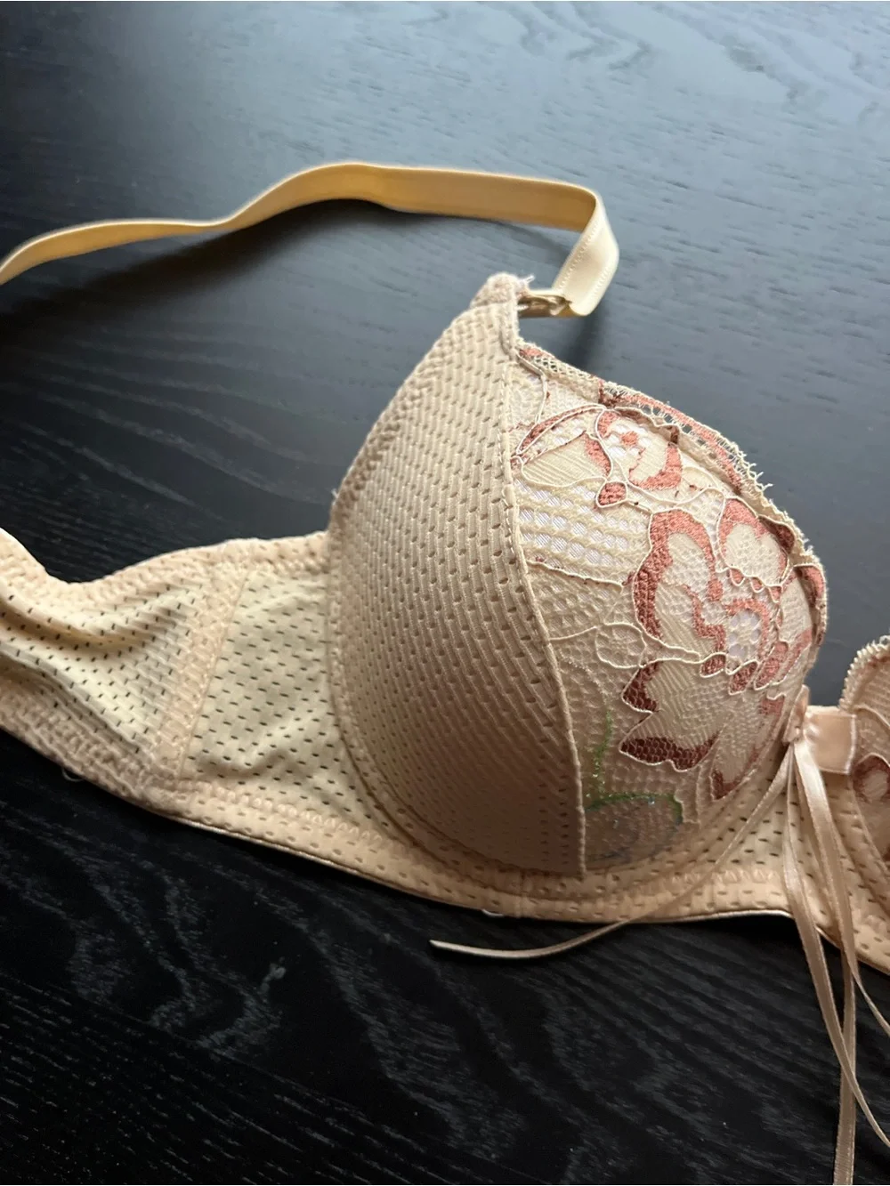 Chic Chunya Beige Lace Mesh Underwire Bra 36/B80 - Picture 3 of 16